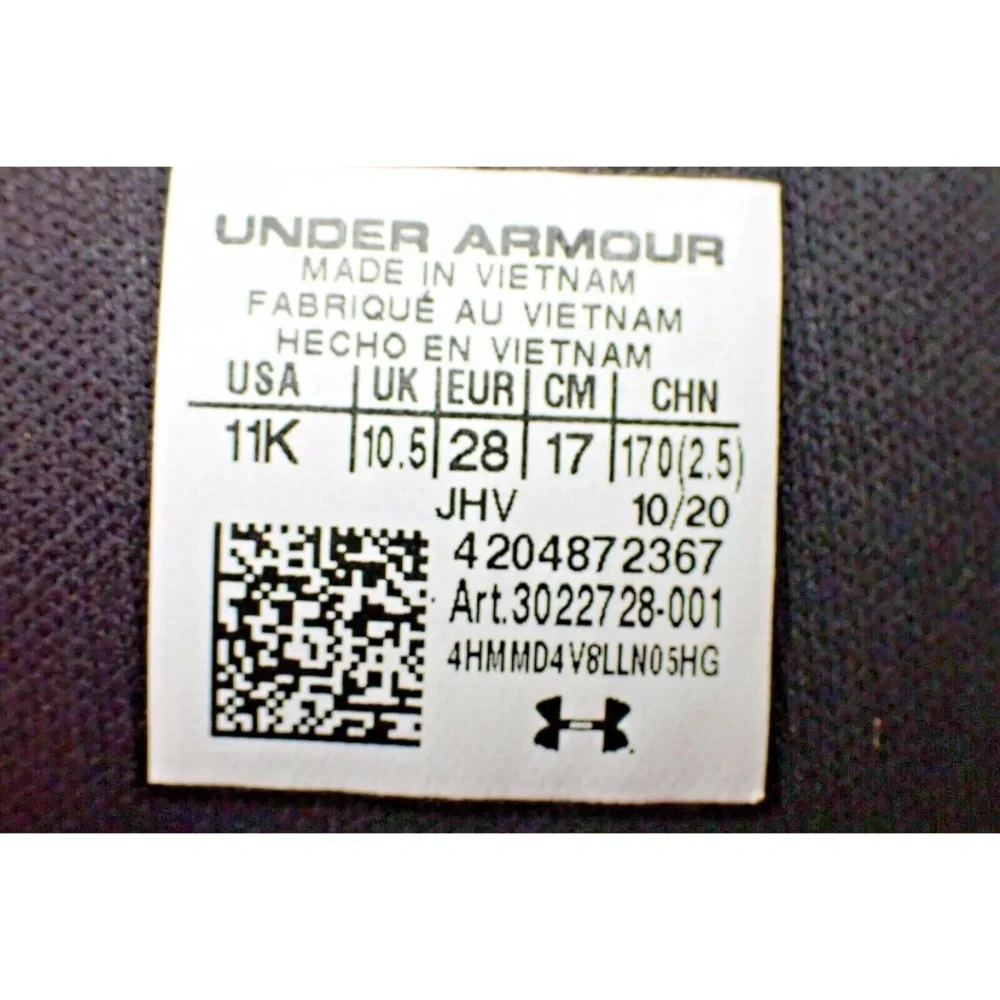 Under Armour Slides Kids Black White Logo Sandals Slip On